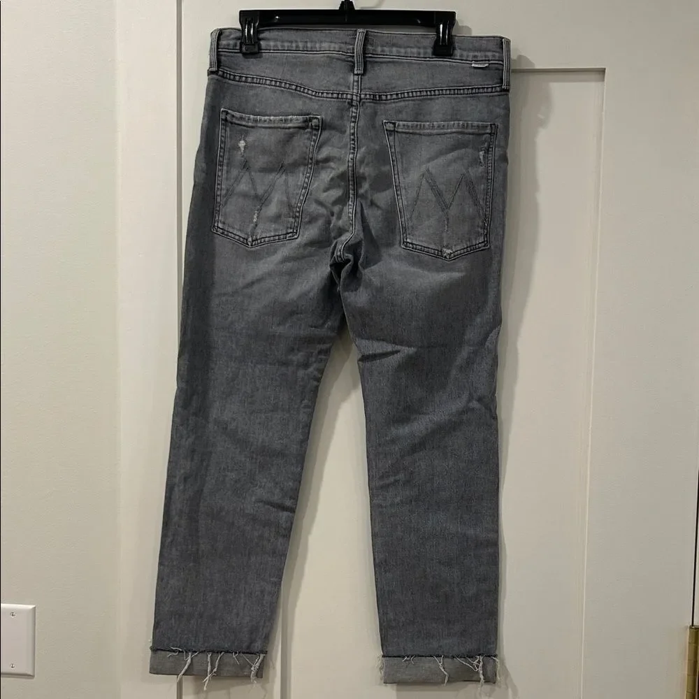 MOTHER Gray Scrapper Cuff Ankle Fray Jeans, Size 30